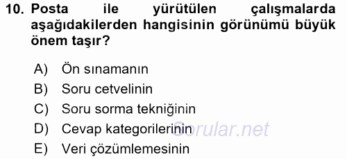 Uluslararası İlişkilerde Araştırma Yöntemleri 2017 - 2018 Dönem Sonu Sınavı 10.Soru