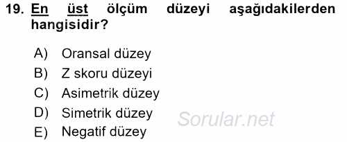 Uluslararası İlişkilerde Araştırma Yöntemleri 2017 - 2018 Dönem Sonu Sınavı 19.Soru