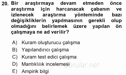 Uluslararası İlişkilerde Araştırma Yöntemleri 2017 - 2018 Dönem Sonu Sınavı 20.Soru