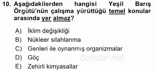 Uluslararası Örgütler 2017 - 2018 3 Ders Sınavı 10.Soru