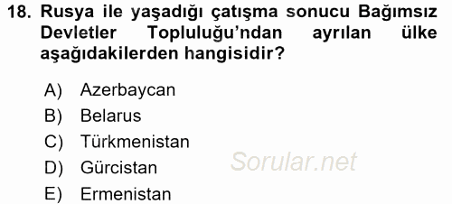 Uluslararası Örgütler 2017 - 2018 3 Ders Sınavı 18.Soru