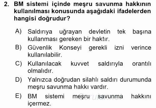 Uluslararası Örgütler 2017 - 2018 3 Ders Sınavı 2.Soru