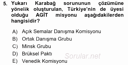 Uluslararası Örgütler 2017 - 2018 3 Ders Sınavı 5.Soru