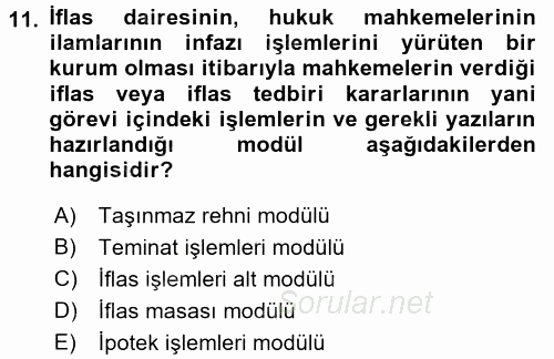 Ulusal Yargı Ağı Projesi 2 2017 - 2018 Dönem Sonu Sınavı 11.Soru