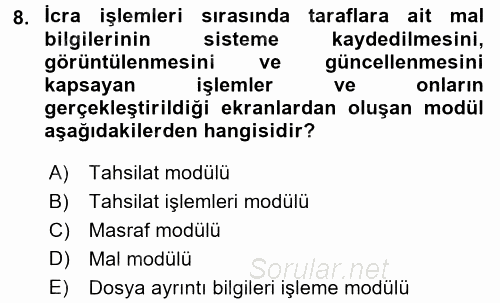 Ulusal Yargı Ağı Projesi 2 2017 - 2018 Dönem Sonu Sınavı 8.Soru