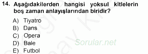 Turizm Sosyolojisi 2012 - 2013 Ara Sınavı 14.Soru