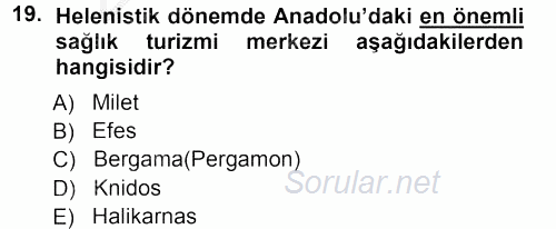 Turizm Sosyolojisi 2012 - 2013 Ara Sınavı 19.Soru
