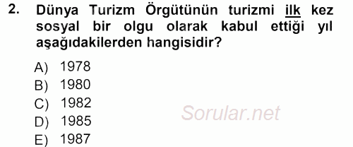 Turizm Sosyolojisi 2012 - 2013 Ara Sınavı 2.Soru
