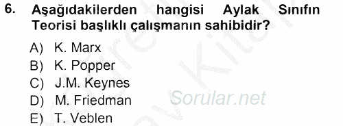 Turizm Sosyolojisi 2012 - 2013 Ara Sınavı 6.Soru