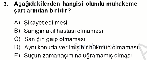 Ceza Muhakemesi Hukuku 2013 - 2014 Ara Sınavı 3.Soru