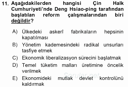 Siyasi Tarih 2 2017 - 2018 3 Ders Sınavı 11.Soru