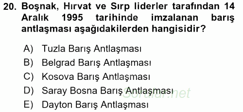 Siyasi Tarih 2 2017 - 2018 3 Ders Sınavı 20.Soru