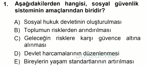 Hayat Sigortaları Ve Bireysel Emeklilik Sistemi 2012 - 2013 Ara Sınavı 1.Soru