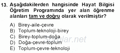 İlköğretime Hazırlık Ve İlköğretim Programları 2014 - 2015 Dönem Sonu Sınavı 13.Soru