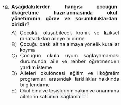 İlköğretime Hazırlık Ve İlköğretim Programları 2014 - 2015 Dönem Sonu Sınavı 18.Soru