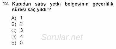 Tüketici Hukuku 2012 - 2013 Dönem Sonu Sınavı 12.Soru