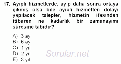 Tüketici Hukuku 2012 - 2013 Dönem Sonu Sınavı 17.Soru