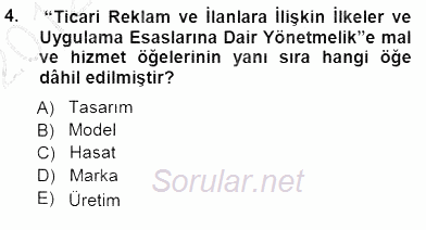 Tüketici Hukuku 2012 - 2013 Dönem Sonu Sınavı 4.Soru