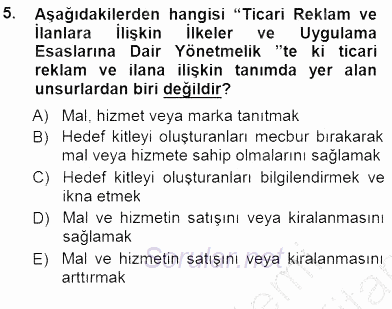 Tüketici Hukuku 2012 - 2013 Dönem Sonu Sınavı 5.Soru