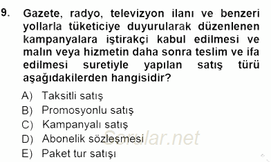 Tüketici Hukuku 2012 - 2013 Dönem Sonu Sınavı 9.Soru