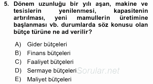 Lojistik Maliyetleri ve Raporlama 2 2016 - 2017 Ara Sınavı 5.Soru