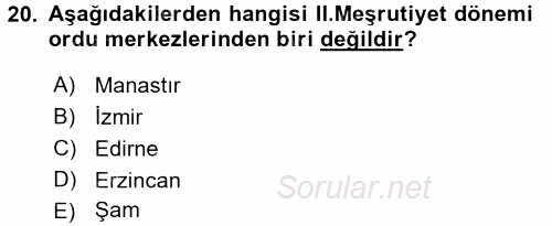 Türk İdare Tarihi 2016 - 2017 Dönem Sonu Sınavı 20.Soru
