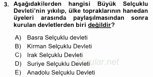 Türk İdare Tarihi 2016 - 2017 Dönem Sonu Sınavı 3.Soru