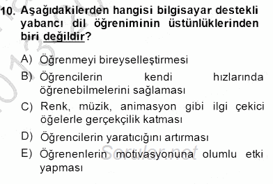İng. Öğretmenliğinde Öğretim Teknolojileri Ve Materyal Tasarımı 1 2013 - 2014 Dönem Sonu Sınavı 10.Soru