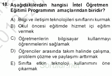 İng. Öğretmenliğinde Öğretim Teknolojileri Ve Materyal Tasarımı 1 2013 - 2014 Dönem Sonu Sınavı 18.Soru