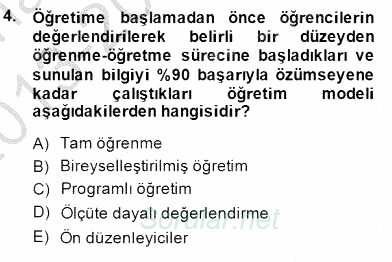 İng. Öğretmenliğinde Öğretim Teknolojileri Ve Materyal Tasarımı 1 2013 - 2014 Dönem Sonu Sınavı 4.Soru