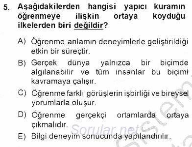 İng. Öğretmenliğinde Öğretim Teknolojileri Ve Materyal Tasarımı 1 2013 - 2014 Dönem Sonu Sınavı 5.Soru