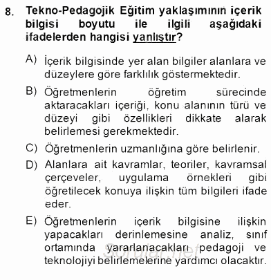 İng. Öğretmenliğinde Öğretim Teknolojileri Ve Materyal Tasarımı 1 2013 - 2014 Dönem Sonu Sınavı 8.Soru