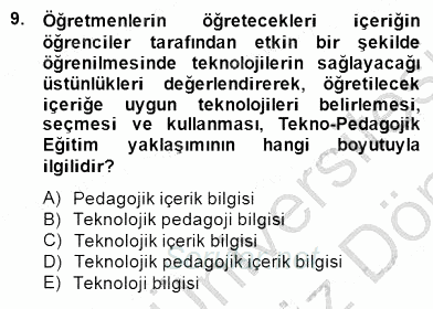 İng. Öğretmenliğinde Öğretim Teknolojileri Ve Materyal Tasarımı 1 2013 - 2014 Dönem Sonu Sınavı 9.Soru