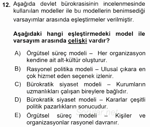 Diş Politika Analizi 2017 - 2018 Ara Sınavı 12.Soru