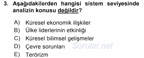 Diş Politika Analizi 2017 - 2018 Ara Sınavı 3.Soru