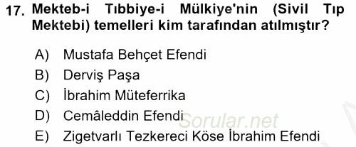 Bilim ve Teknoloji Tarihi 2016 - 2017 3 Ders Sınavı 17.Soru