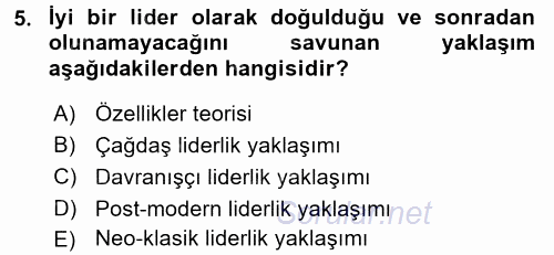 Rekreasyon Yönetimi 2017 - 2018 Dönem Sonu Sınavı 5.Soru