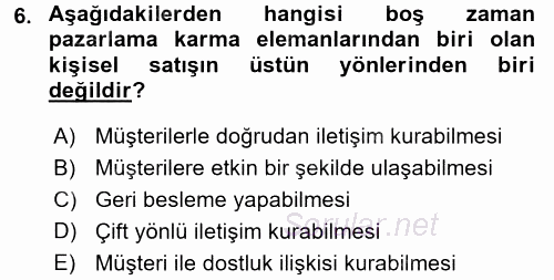 Rekreasyon Yönetimi 2017 - 2018 Dönem Sonu Sınavı 6.Soru