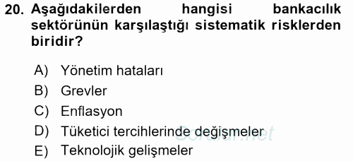 Finansal Kurumlar 2015 - 2016 Dönem Sonu Sınavı 20.Soru