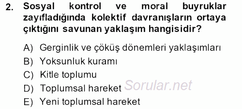 Yeni Toplumsal Hareketler 2013 - 2014 Dönem Sonu Sınavı 2.Soru