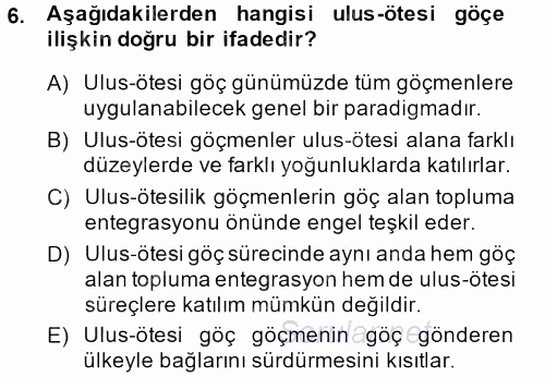 Yeni Toplumsal Hareketler 2013 - 2014 Dönem Sonu Sınavı 6.Soru