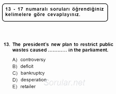 İleri Okuma Ve Yazma Becerileri 2 2014 - 2015 Ara Sınavı 13.Soru