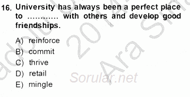 İleri Okuma Ve Yazma Becerileri 2 2014 - 2015 Ara Sınavı 16.Soru