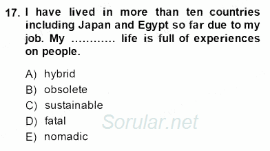 İleri Okuma Ve Yazma Becerileri 2 2014 - 2015 Ara Sınavı 17.Soru