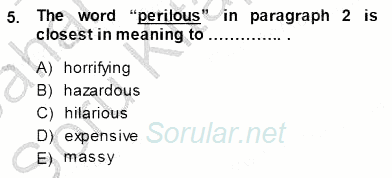 İleri Okuma Ve Yazma Becerileri 2 2014 - 2015 Ara Sınavı 5.Soru