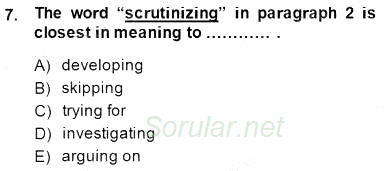 İleri Okuma Ve Yazma Becerileri 2 2014 - 2015 Ara Sınavı 7.Soru