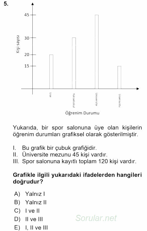 İstatistik 1 2016 - 2017 Ara Sınavı 5.Soru