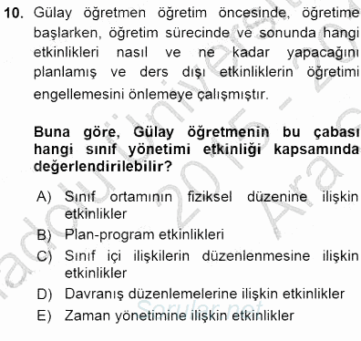 Öğretim İlke Ve Yöntemleri 2015 - 2016 Ara Sınavı 10.Soru