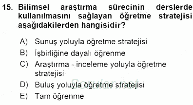 Öğretim İlke Ve Yöntemleri 2015 - 2016 Ara Sınavı 15.Soru