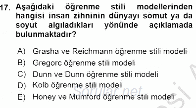 Öğretim İlke Ve Yöntemleri 2015 - 2016 Ara Sınavı 17.Soru